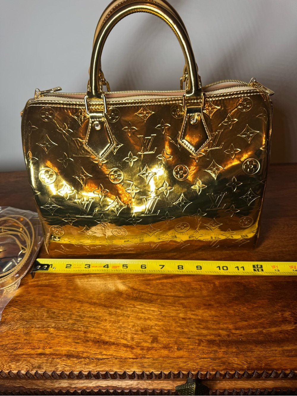 Gold Patent Satchel Handbag. No Brand. Brand new.